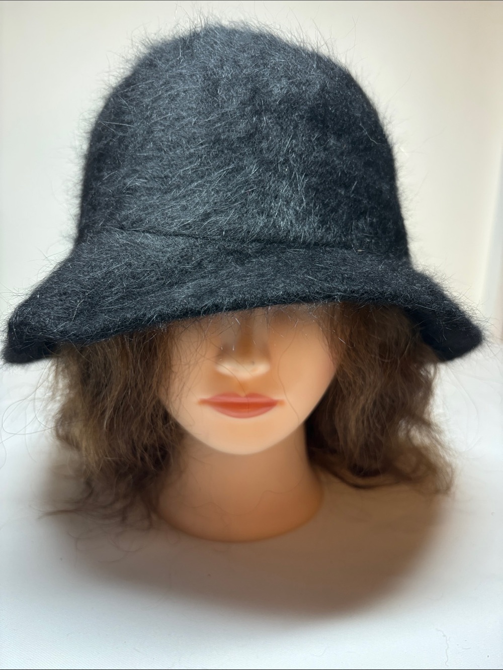 Betmar Black Angora Blend Bucket Hat One Size